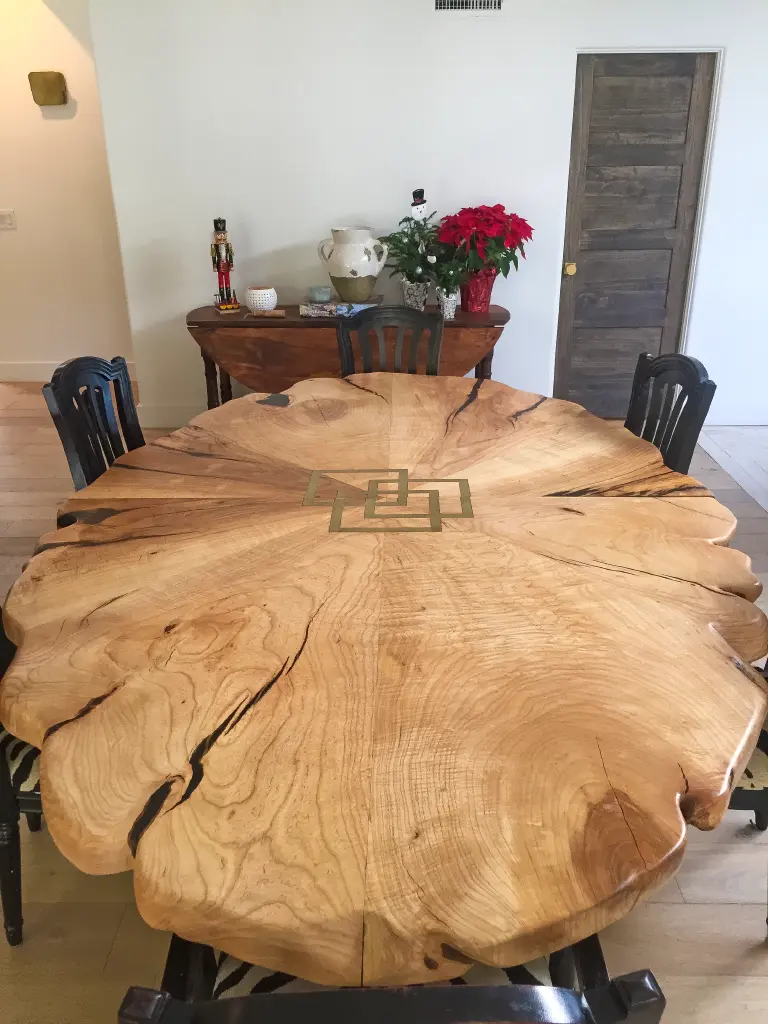 Custom oval live edge dining table